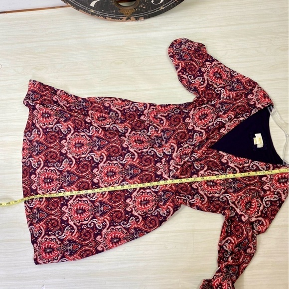 Anthropologie Maeve Pink Floral long sleeve Belted stretch knit dress size L - Picture 15 of 16